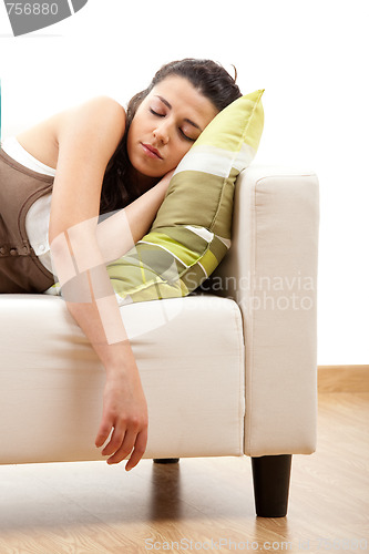 Image of Young woman sleeping