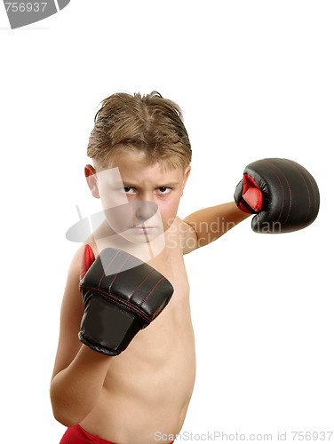 Image of Boy in boxing gloves