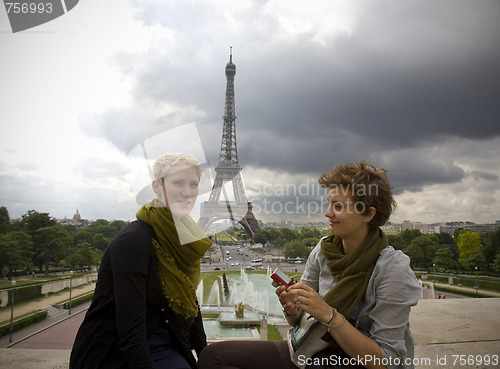 Image of Girls and Eiffel Tower