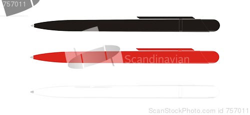 Image of Pen black, red, white . side face.