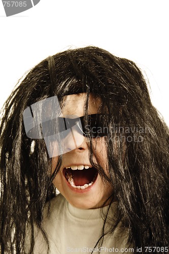 Image of Screaming boy in wig