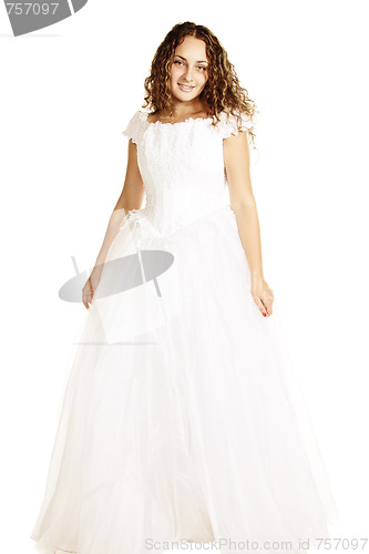 Image of Smiling curly bride