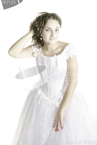 Image of Bride touching hairs