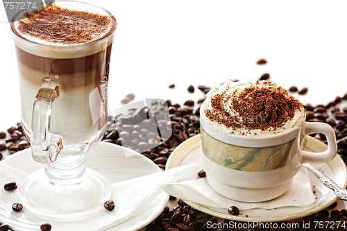 Image of Various coffee on beans closeup