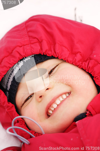 Image of Smiling boy on snow