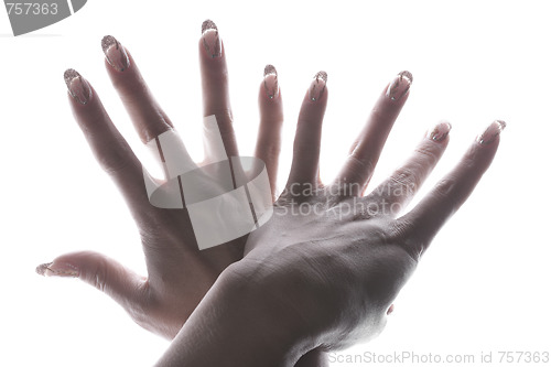 Image of Woman hands in counter-light