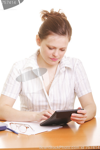 Image of Woman with calculator