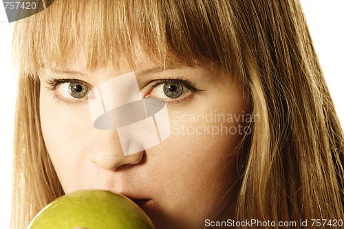 Image of Blonde and apple