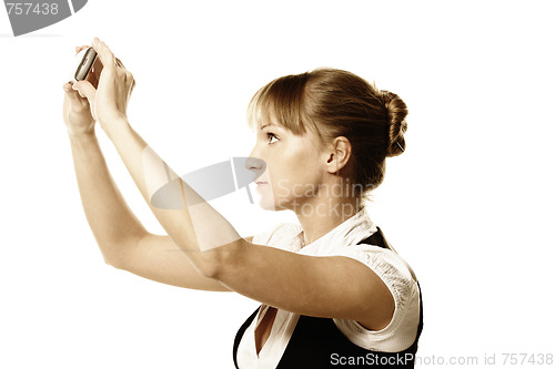 Image of Businesswoman making photo shot