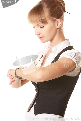 Image of Woman checks time