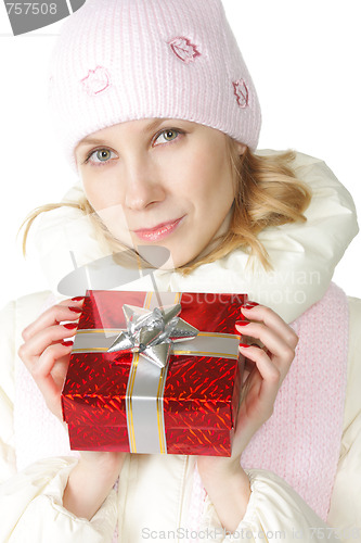 Image of Woman with red giftbox