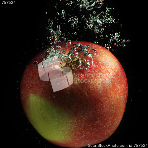 Image of Red apple and bubbles