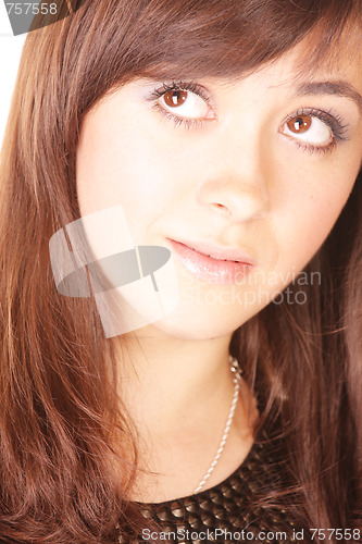 Image of Brunette looks up
