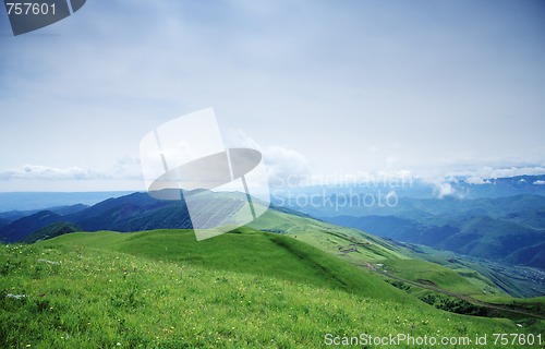 Image of Low clouds over mountains