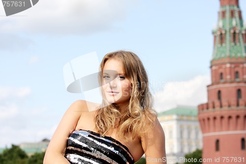 Image of Girl and Kremlin on background