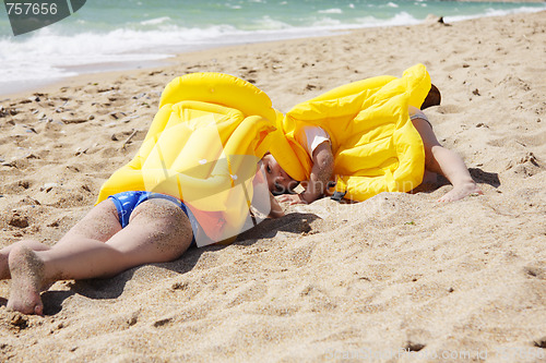 Image of Children playing on beach