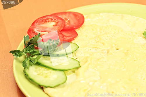 Image of Omelet with vegetables closeup