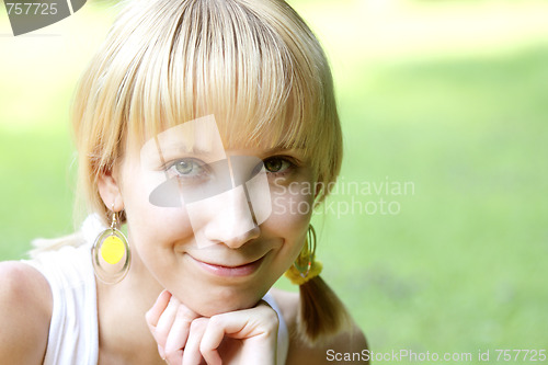 Image of Smiling blonde woman face