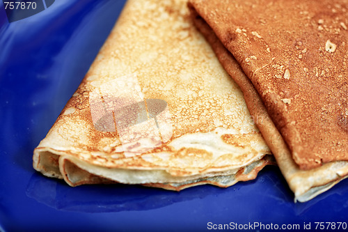 Image of Pancakes on blue plate