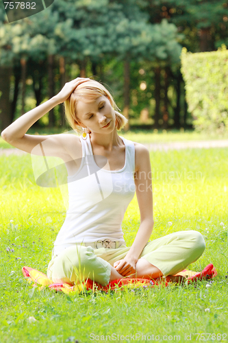 Image of Yoga exercises bending head right