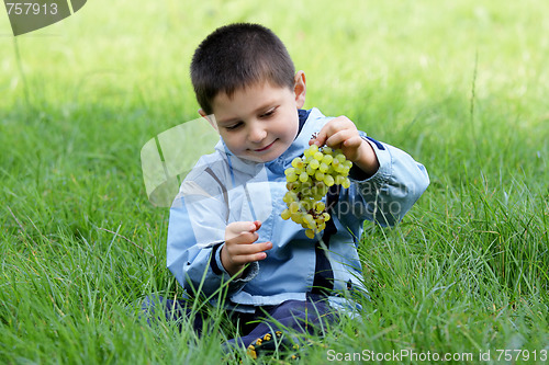 Image of Boy with grapes