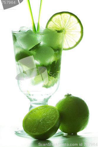 Image of Mojito and limes in counter light