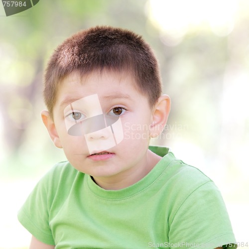 Image of Portrait of boy in green