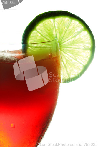 Image of Red cocktail dressed with lime