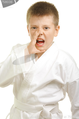 Image of Shouting boy in kimono