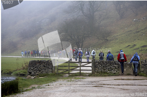 Image of Walkers setting off on a foggy morning