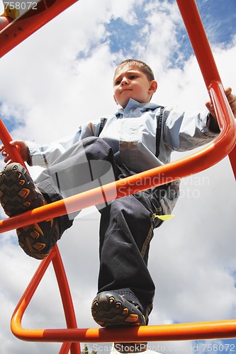 Image of Climbing on metallic ladder