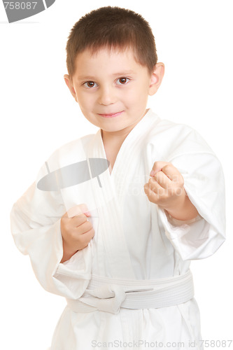 Image of Funny karate kid in stance