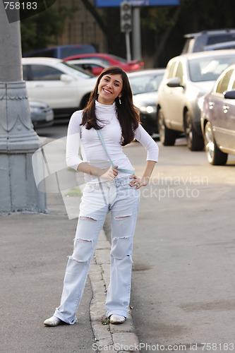 Image of Brunette on street