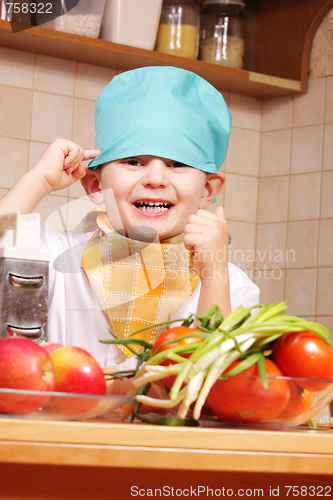 Image of Funny cook at kitchen