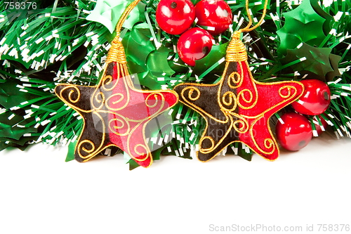 Image of Christmas decorations on white backgroun