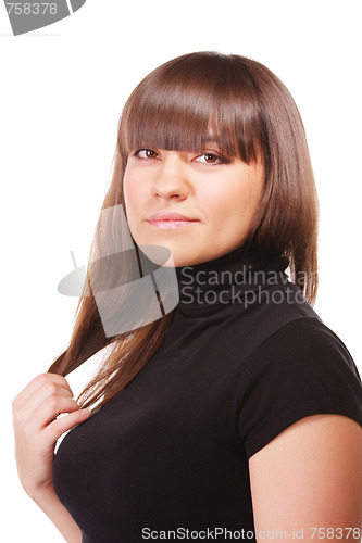 Image of Brunette in black sideview