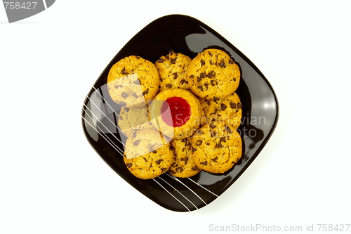 Image of Plate of cookies isolated on white background
