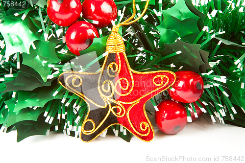 Image of Christmas decorations on white backgroun