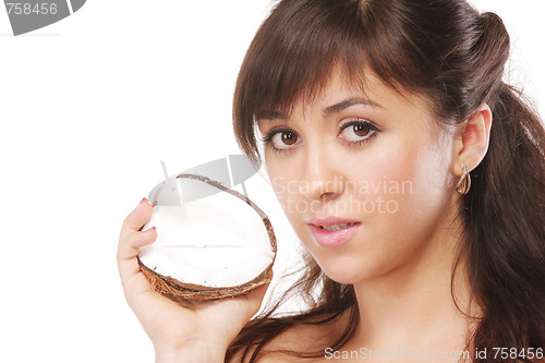 Image of Brunette with coconut