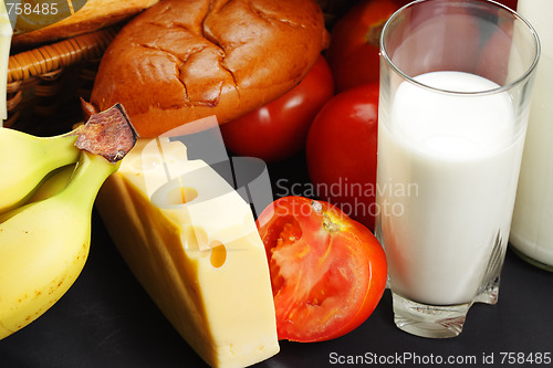 Image of Milk and cheese with other food