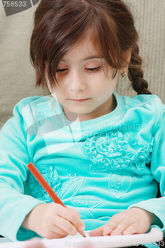 Image of Cute girl drawing