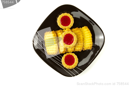 Image of Plate of cookies isolated on white background