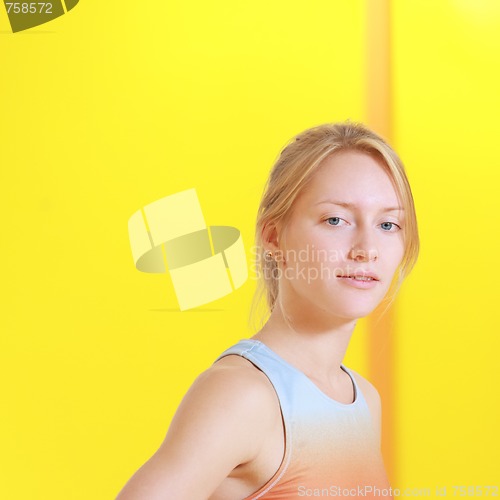 Image of Blonde woman with blue eyes