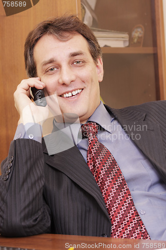 Image of Smiling businessman on phone