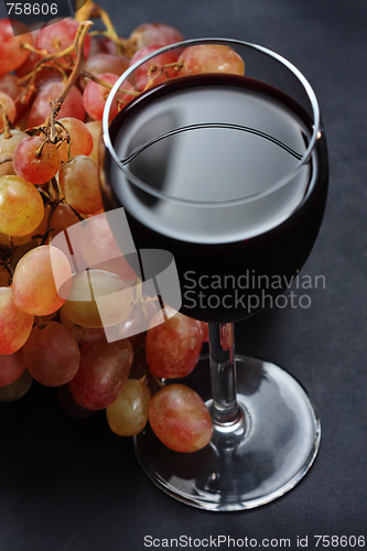 Image of Red wine and grapes
