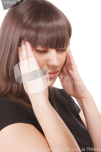 Image of Concentrated brunette in black