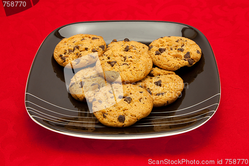 Image of plate of cookies on red background