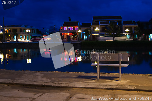 Image of Small town skyline at night