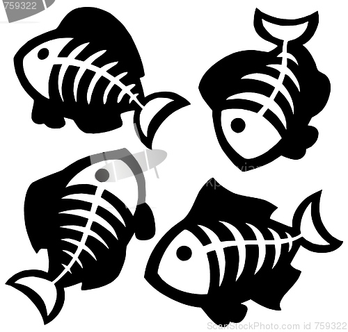 Image of Various fishbones silhouettes