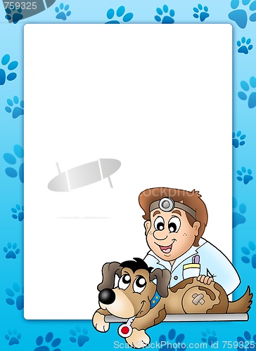 Image of Frame with dog at veterinarian